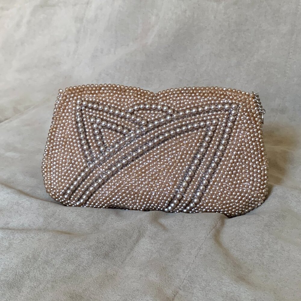 VINTAGE 1940s K&G Charlet Beaded Purse Clutch Evening Bag Made in Japan